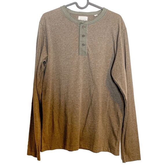 Billy Reid Long Sleeve Henley Tee Olive M - Picture 1 of 4